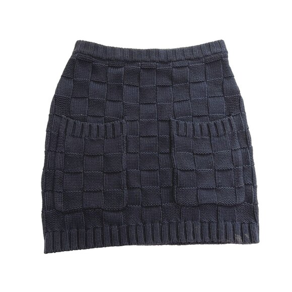 STAUD Dunes Cotton Blend Mini Skirt in Navy Blue - Picture 1 of 4